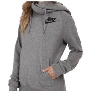 Nike Club Fleece Funnel Neck Hoodie Womens L Cozy Athleisure Pullover